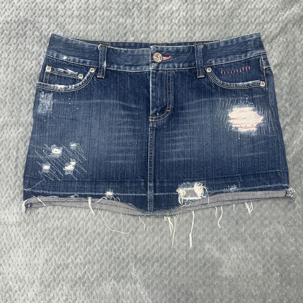 Vintage American Eagle Skirt 8 Y2K Crystal Embellished‎ Distressed Micro Mini